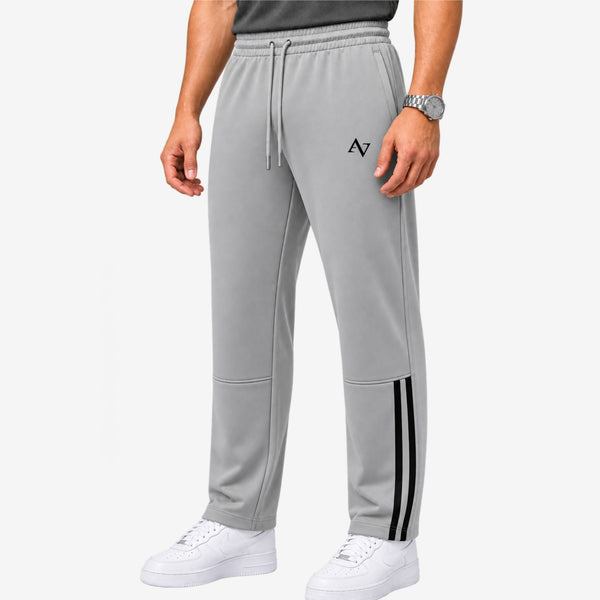 Men’s Straight-Fit Trousers with Signature Side Stripes - Gray