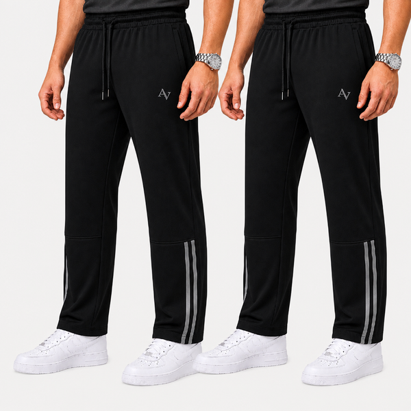 Pack of 2 Men’s Straight-Fit Trousers with Signature Side Stripes - Straight Fit Essentials
