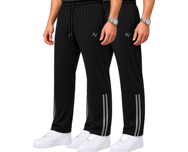 Pack of 2 Men’s Straight-Fit Trousers with Signature Side Stripes - Straight Fit Essentials