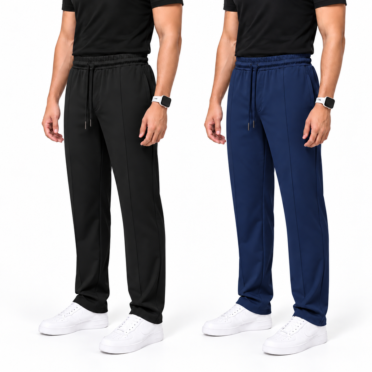 Men's Center Line Stitch Pleated Trousers – Premium Lycra