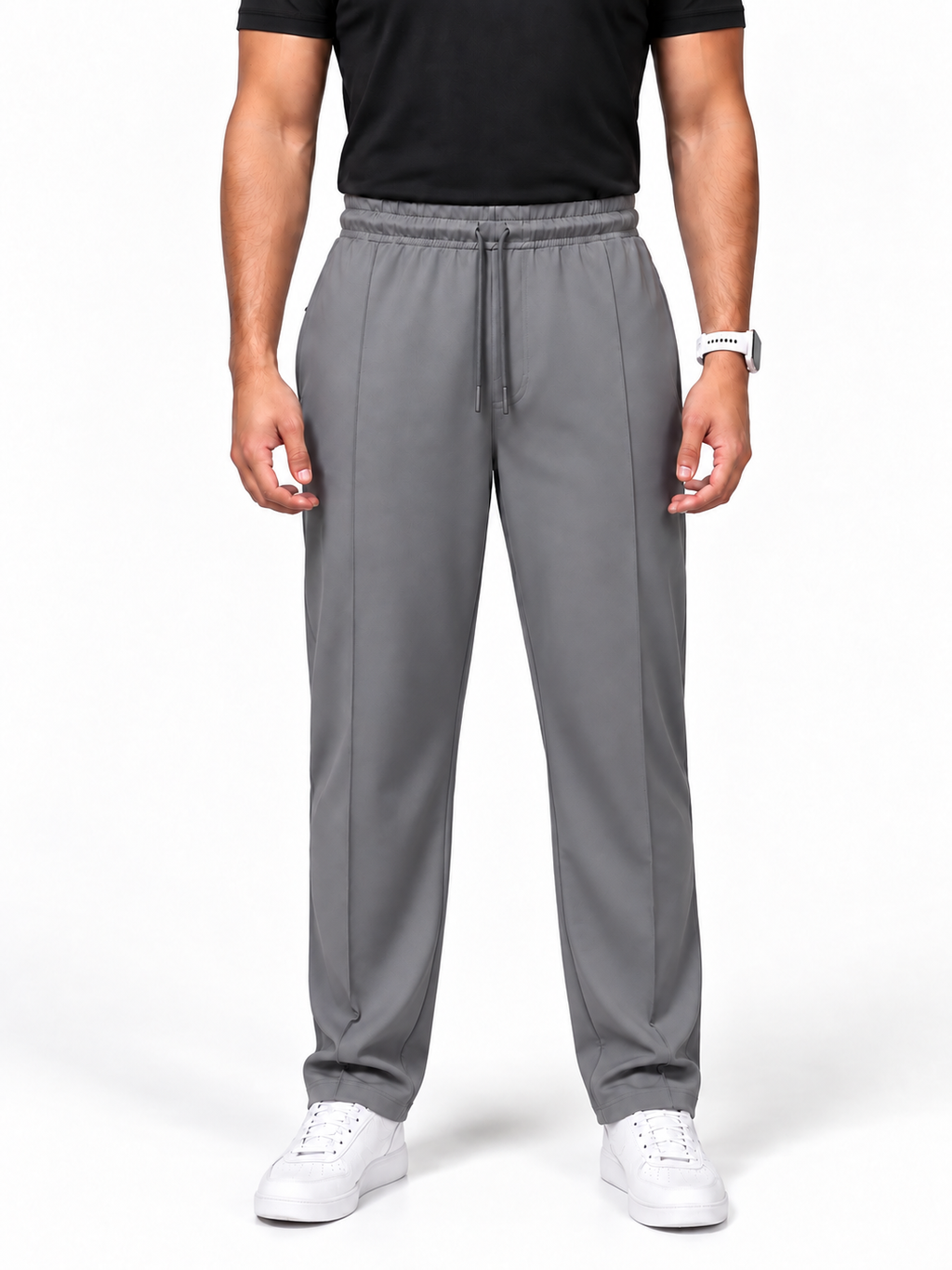 Men's Center Line Stitch Pleated Trousers – Premium Lycra
