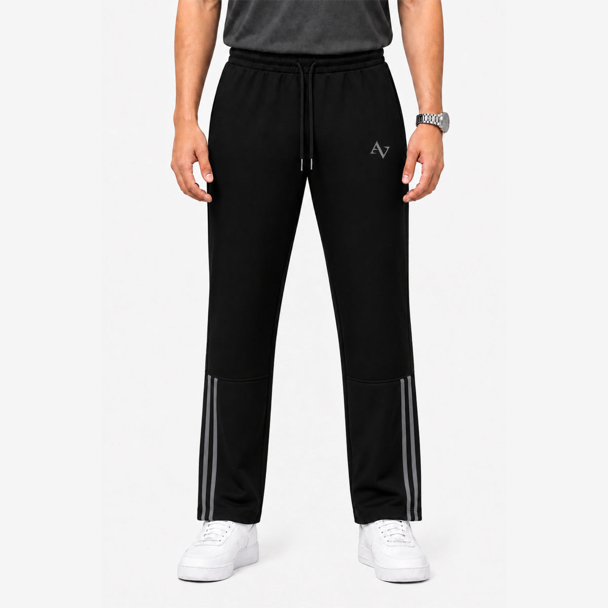 Pack of 2 Men’s Straight-Fit Trousers with Signature Side Stripes - Straight Fit Essentials