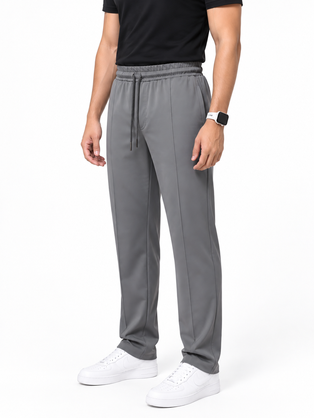 Men's Center Line Stitch Pleated Trousers – Premium Lycra