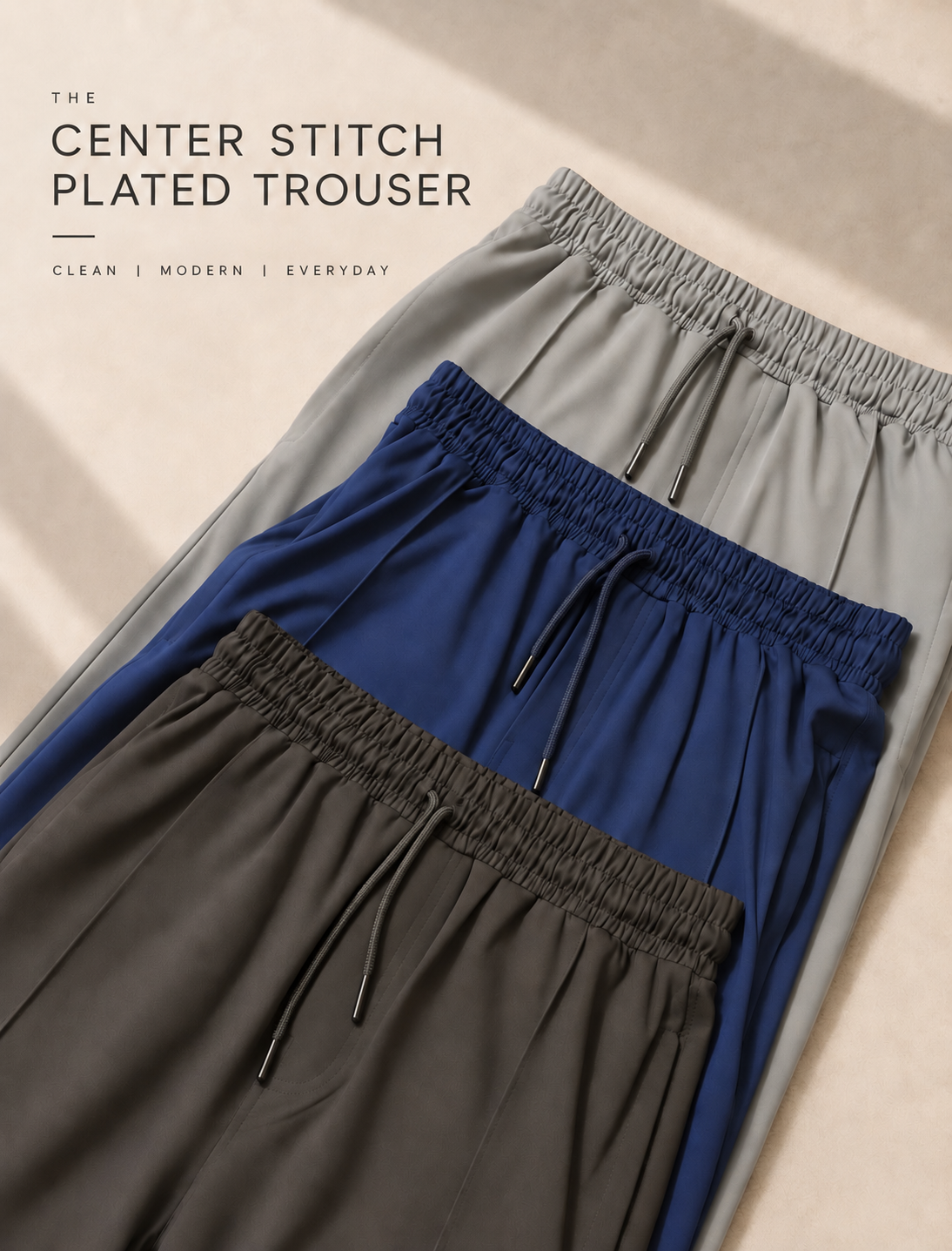 Men's Center Line Stitch Pleated Trousers – Premium Lycra