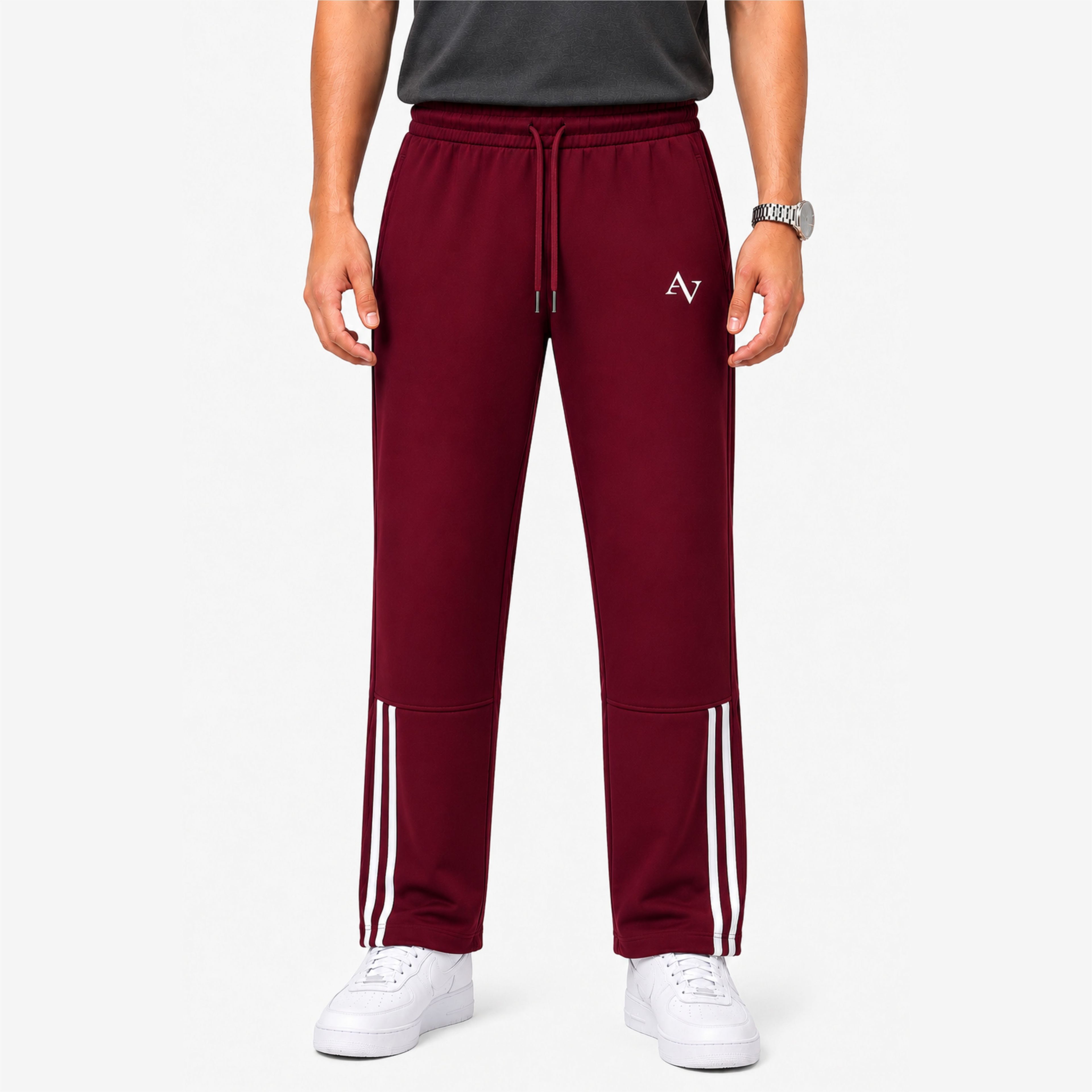 Pack of 2 Men’s Straight-Fit Trousers with Signature Side Stripes - Straight Fit Essentials
