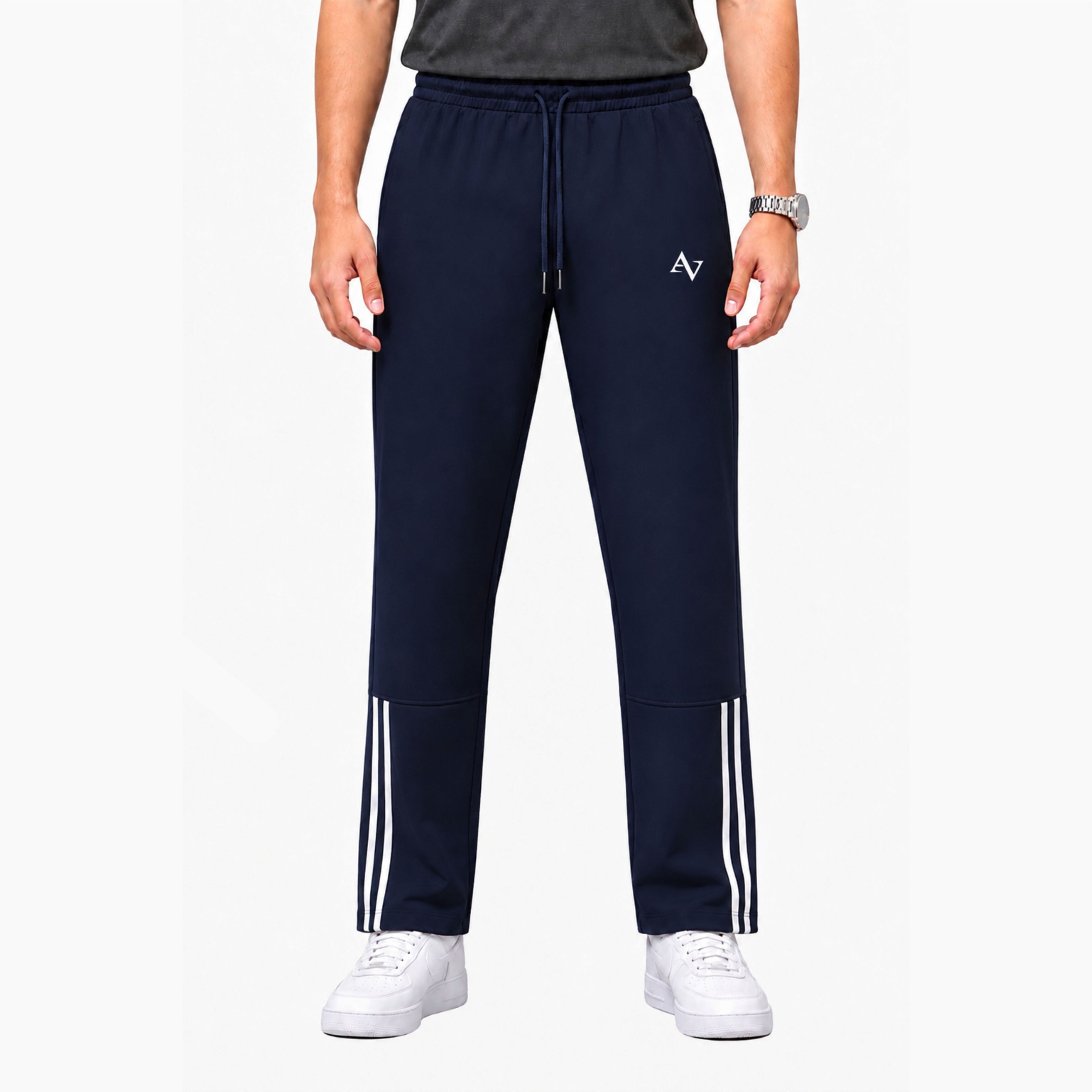 Pack of 2 Men’s Straight-Fit Trousers with Signature Side Stripes - Straight Fit Essentials