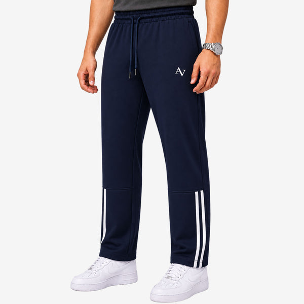 Men’s Straight-Fit Trousers with Signature Side Stripes - Navy