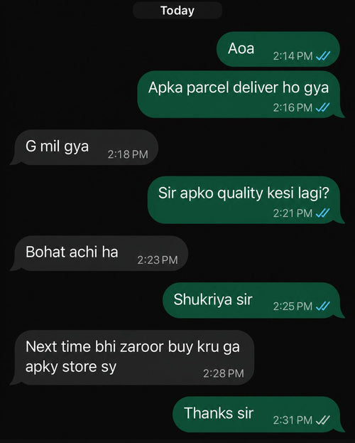 Customer feedback screenshot