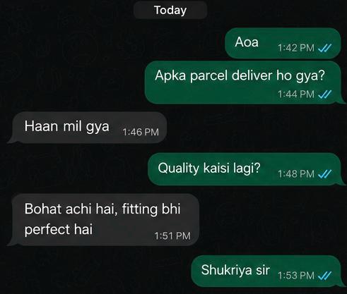 Customer feedback screenshot